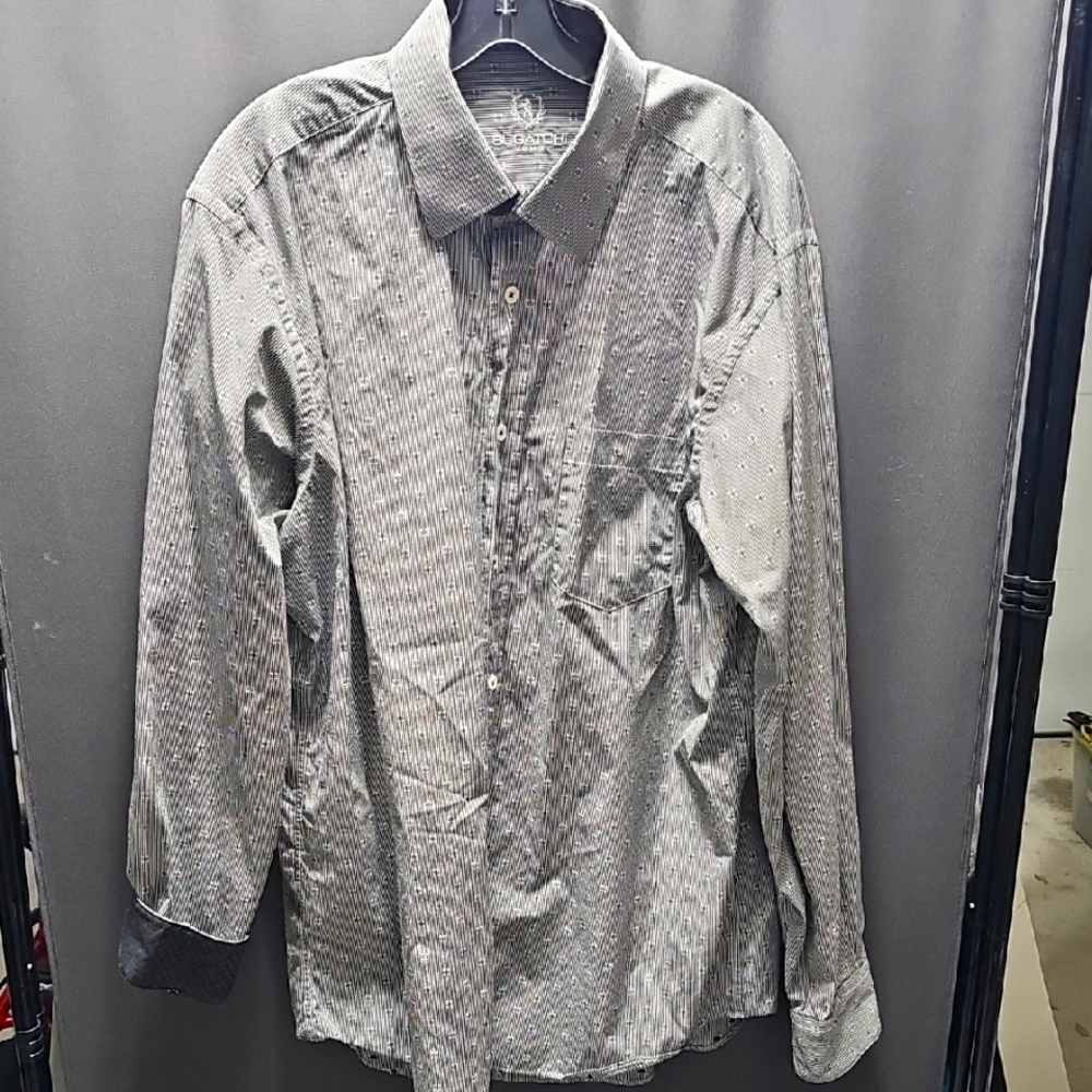 Bugatchi Men's Gray Patterned Button Down Shirt